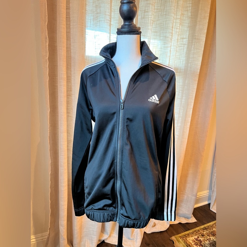 Adidas Men’s Medium 3 Stripe Jacket Zip Up Pockets